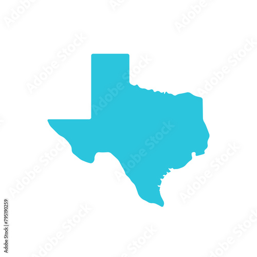 Texas map icon. Isolated on white background. From blue icon set. photo