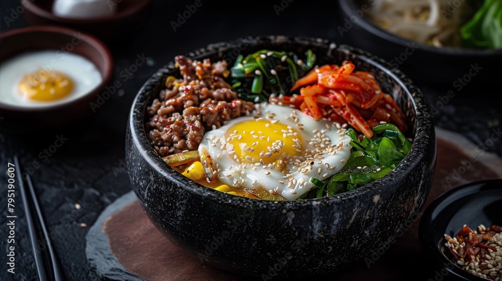 bibimbap bowl, korean traditional food, 16:9