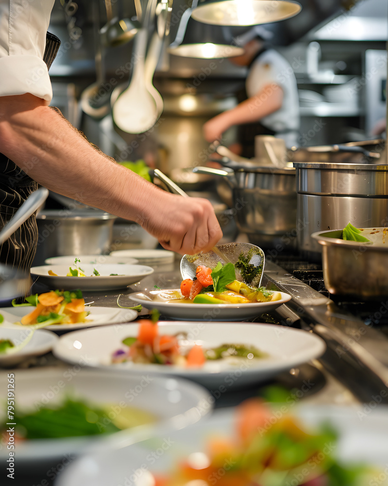 chef preparing food in the restaurant chef preparing food in the restaurant