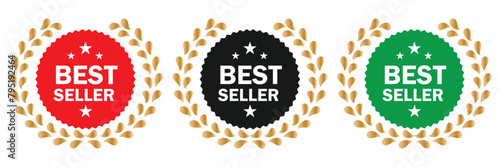 Sticker best seller set isolated premium quality perfect for mark best seller product book cover label. vector. EPS 10