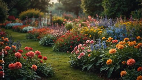 field of tulips and flowers