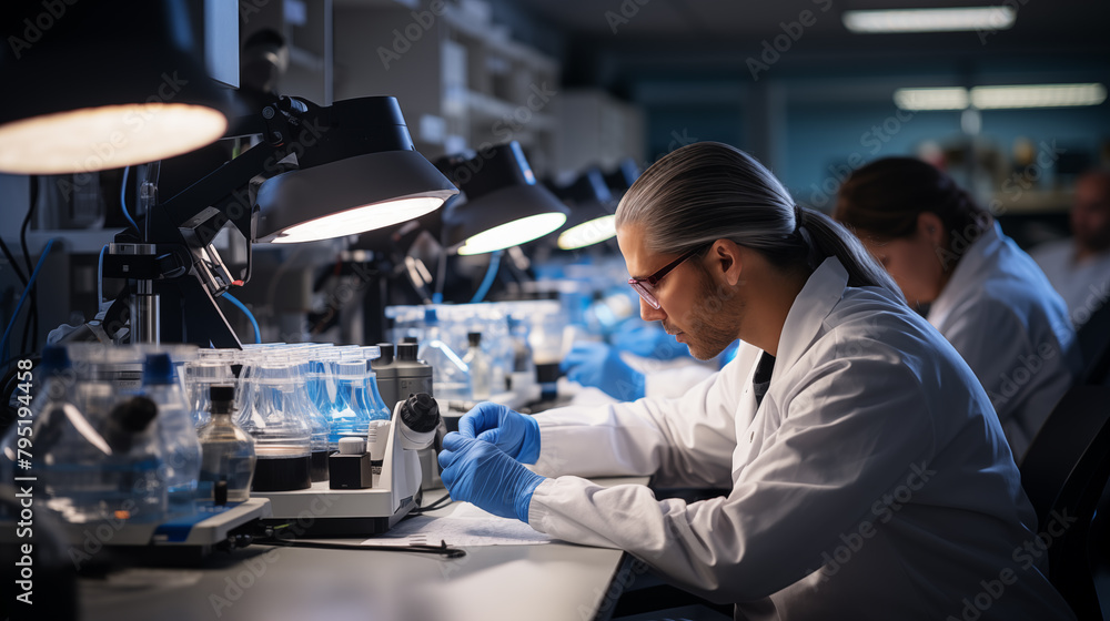 Man in medical uniform working in laboratory, healthcare concept Man in medical uniform working in laboratory, healthcare concept