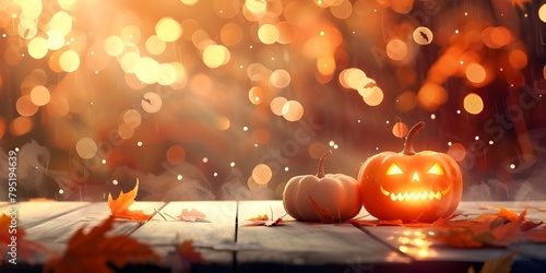 halloween pumpkin and candles photo