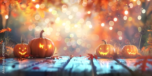 halloween background with pumpkins photo