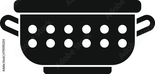 Drain object icon simple vector. Cooking colander. Handle dish tool