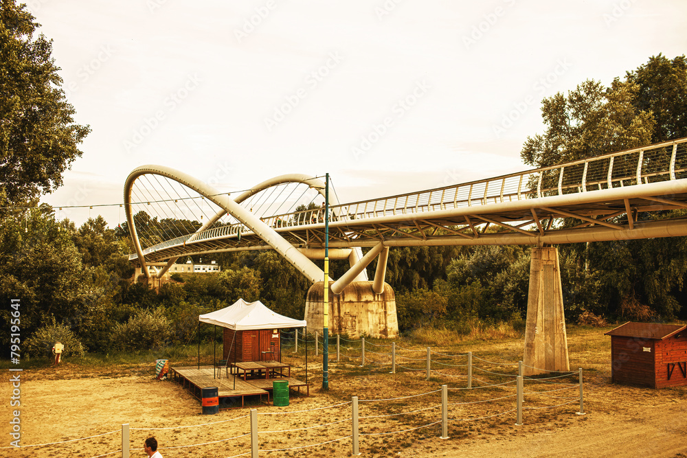 Tiszavirag bridge in Szolnok,Hungary.High quality photo. Tiszavirag bridge in Szolnok,Hungary.High quality photo.
