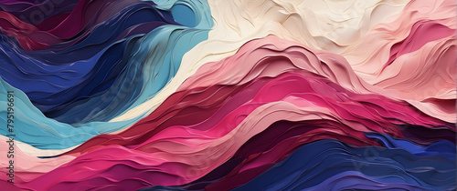 Captivating digital art featuring graceful waves with a pink and blue palette and a textural appeal photo