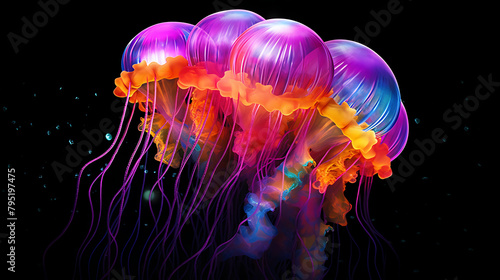 Vivid color jellyfish gang