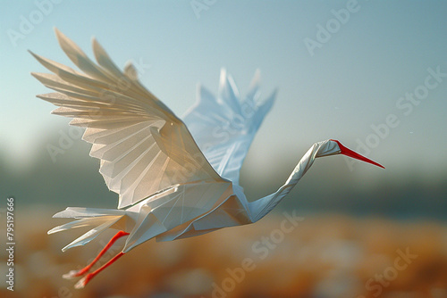white stork in flight