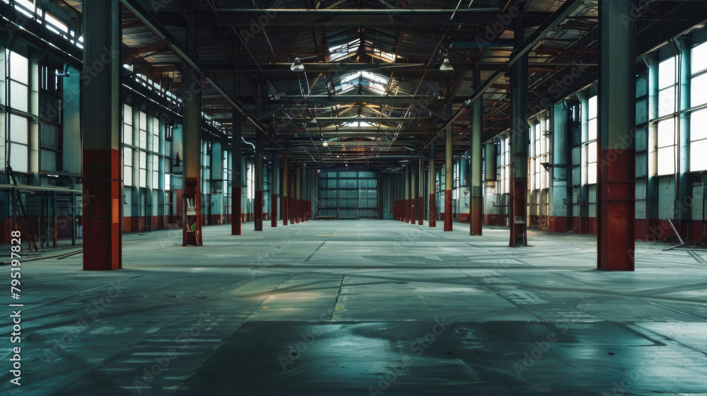 A large empty warehouse with a lot of empty space