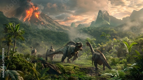 Fierce Dinosaurs Roaming Lu...