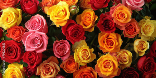 close up red yellow pink roses background  colorful roses