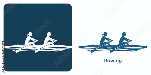 Emblem of Rowing Women Double sculls in shells. photo