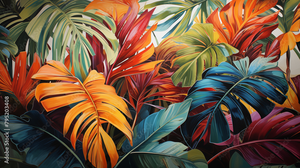 Colorful palm leaves pattern background Colorful palm leaves pattern background
