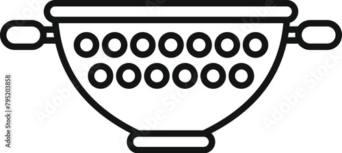 Wash metal colander icon outline vector. Cooking element. Design metal tool