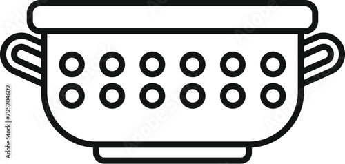 Drain object icon outline vector. Cooking colander. Handle dish tool
