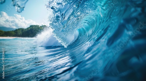 Beautiful ocean waves with blue liquid crashing into the background. Nature Photo Background photo