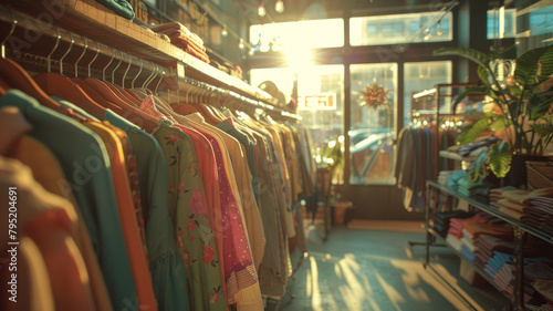 Interior of a vintage clothing store.