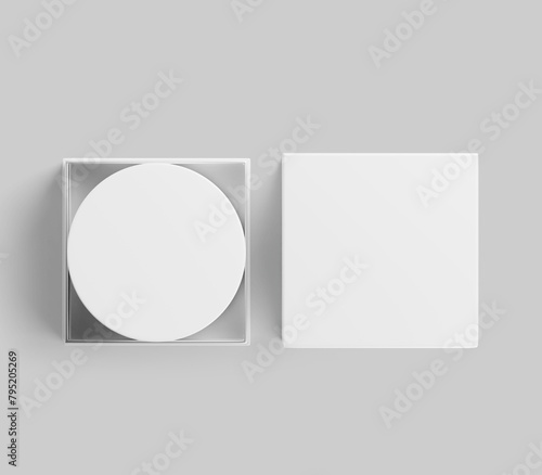 White Rectangular Box, Light Candle Box with wax candle in packaging, 3d Rendered isolated on light background