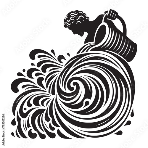Aquarius Astrological sign Vector in Black and white