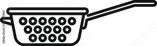 Colander pot icon outline vector. Drain object. Metallic element drainer