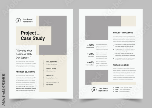 Case Study Flyer Design vector template, Business Case Study Booklet Layout, Double Side Flyer (ID: 795205883)