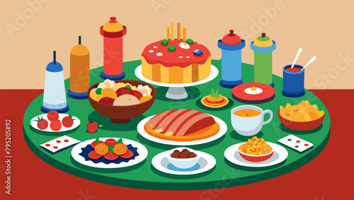 The dining table overflows with platters of tantalizing bites showcasing the diversity and richness of global cuisine.