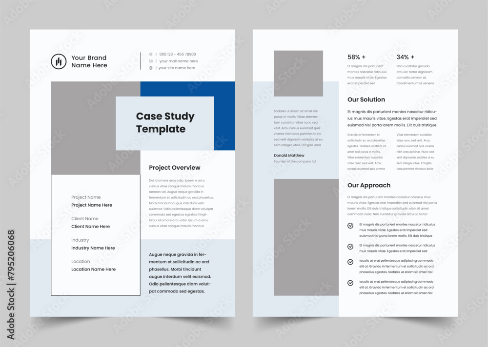 Business Case study flyer template, Case Study Booklet with creative layout, vector flyer