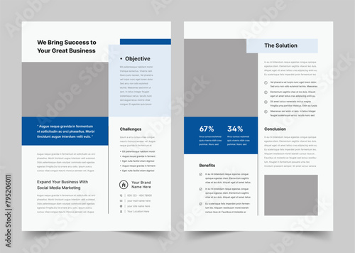 Modern Case Study Template, Business case study booklet with creative layout, Minimal case study cover layout (ID: 795206011)