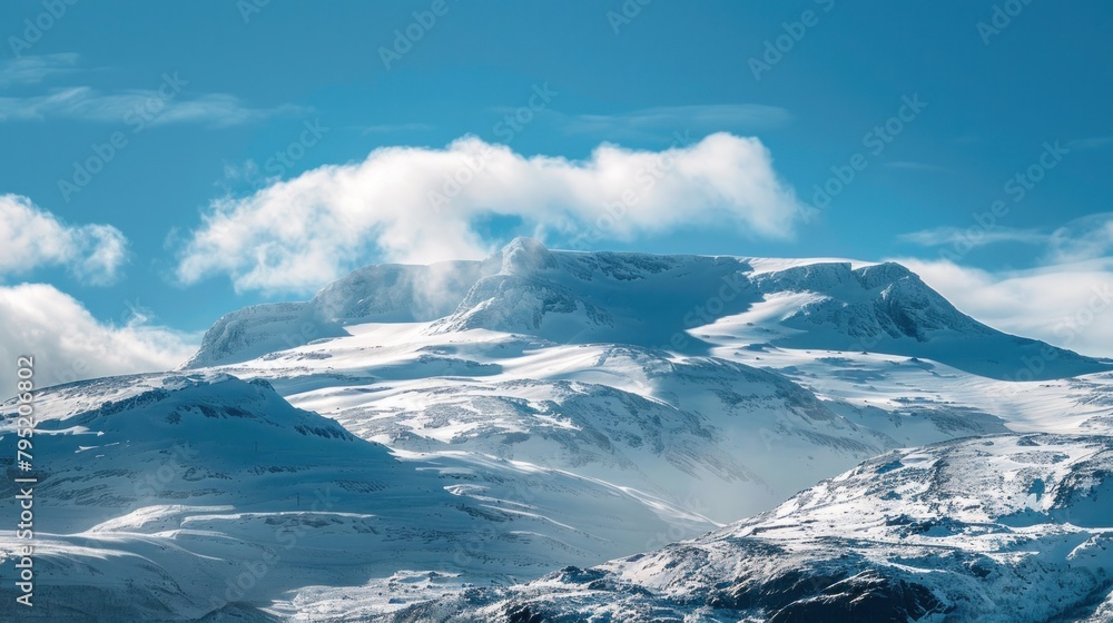 Snowy mountains and surrounding area north of the North Pole Magnificent views of glacier mountains