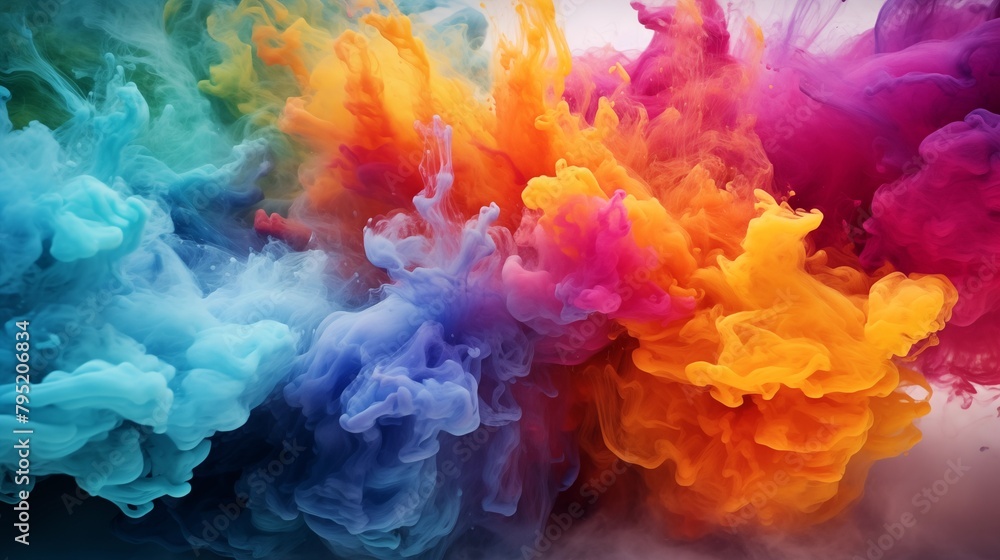 Explosion of colors out of an artist in concept of creative and art inspiration. Element of blending mixed watercolor technique. Explosion of colors out of an artist in concept of creative and art inspiration. Element of blending mixed watercolor technique.