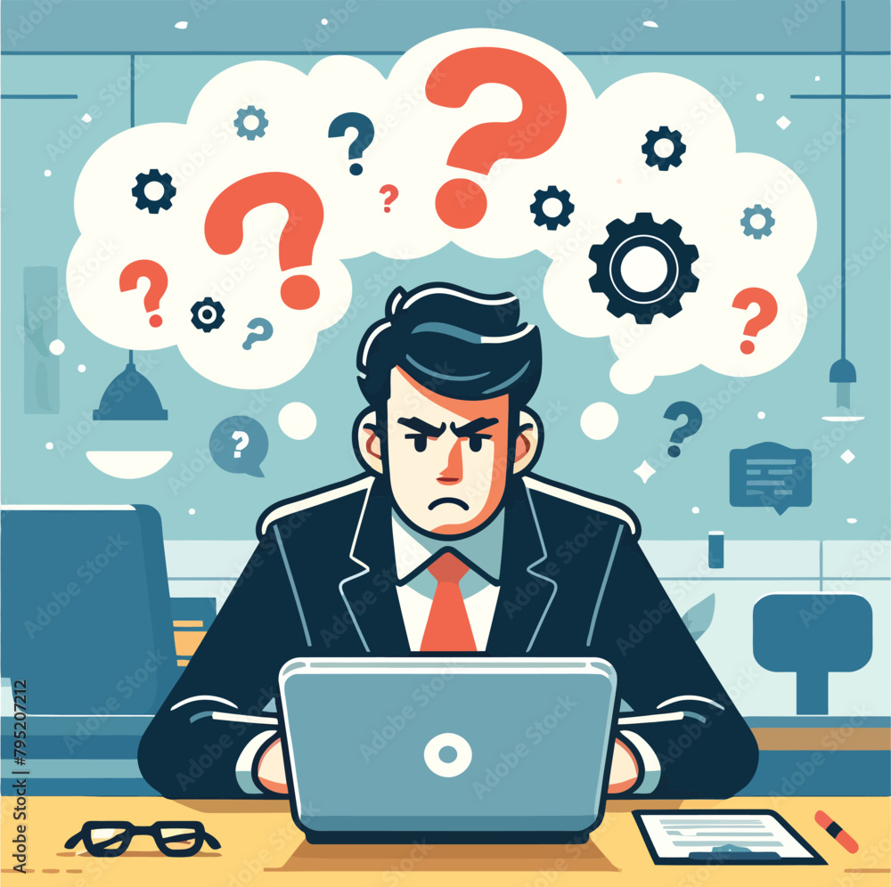 illustration of a businessman working with mind illustration of a businessman working with mind