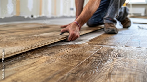 Craftsman renovates house with vinyl laminate flooring, tiling , tile adhesive cement photo