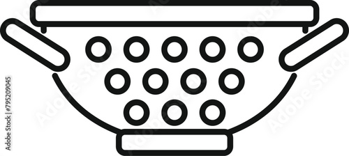 Handle colander element icon outline vector. Sifting accessory. Drainer utensil