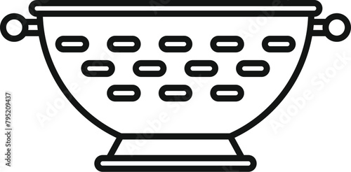 Prepare colander icon outline vector. Dish tool kit. Water handle equipment