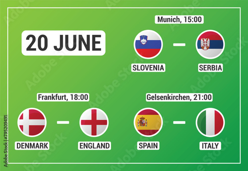 European football match schedule, June 20 photo