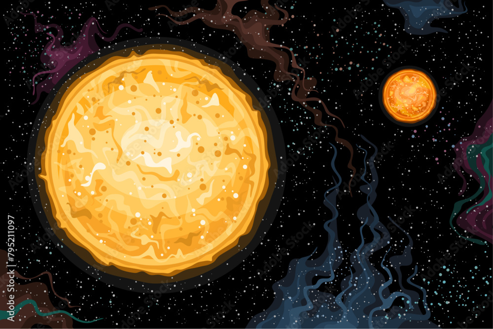 Vector Fantasy Space Card, horizontal astronomical poster with ...
