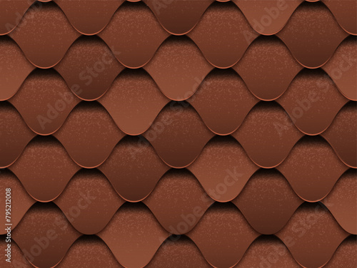 Roof tiles seamless pattern brown color vector © olgadanilina