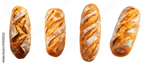 Four loaves of bread with different crusts Set of png elements.