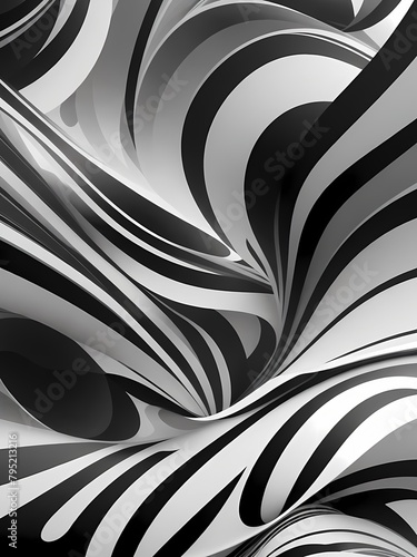 Wallpaper Mural Abstract background with wavy black and white lines  Torontodigital.ca