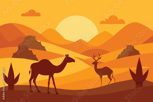 Background Wild Life Beautiful Nature Desert Camel vector design