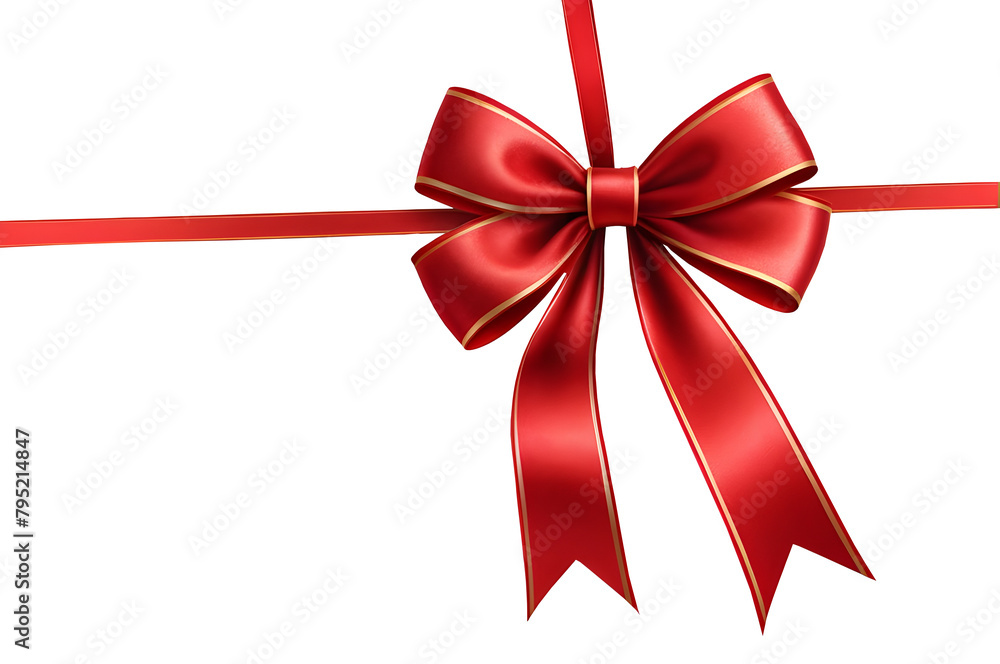 Realistic holiday red bow and ribbon decoration on transparent background for festive themes. Realistic holiday red bow and ribbon decoration on transparent background for festive themes.