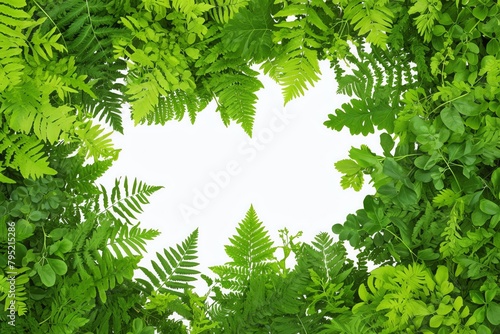 Vibrant Enchanted Forest, foliage in endless shades of green, vivid colors captured in high detail, isolated on white background