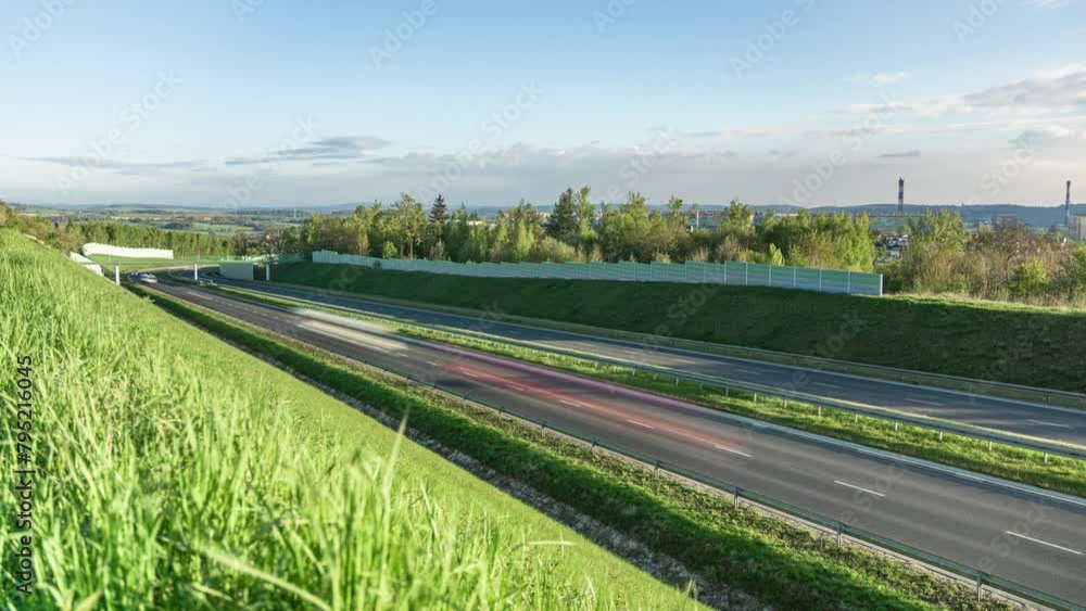 Early morning traffic on Walbrzych bypass next to Piaskowa góra a district of a city in Poland with post-communist High-rises Early morning traffic on Walbrzych bypass next to Piaskowa góra a district of a city in Poland with post-communist High-rises