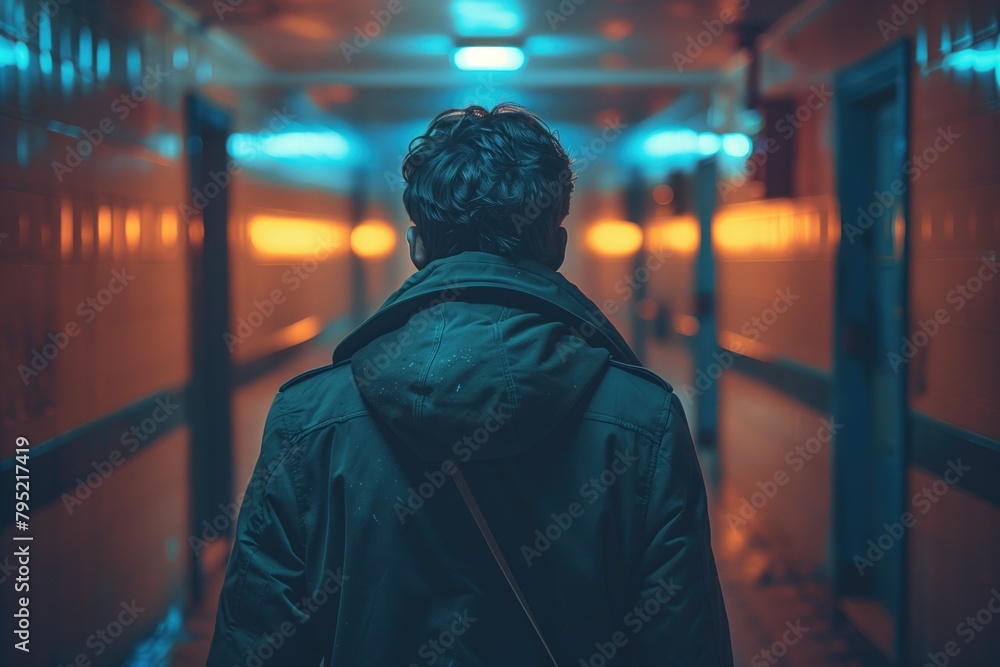 A man paces back and forth in a dimly lit room, his face contorted with worry, unable to escape the cycle of overthinking that plagues his min A man paces back and forth in a dimly lit room, his face contorted with worry, unable to escape the cycle of overthinking that plagues his min
