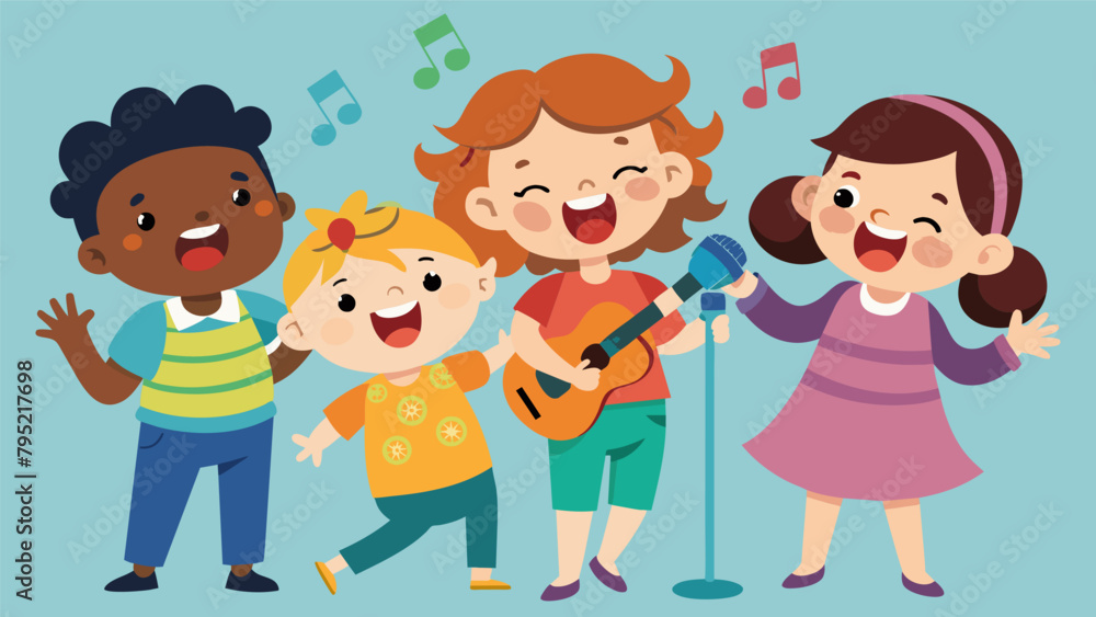 With enthusiasm and excitement a group of toddlers showcase their individual musical talents at the Toddler Tunes Day open mic session. With enthusiasm and excitement a group of toddlers showcase their individual musical talents at the Toddler Tunes Day open mic session.