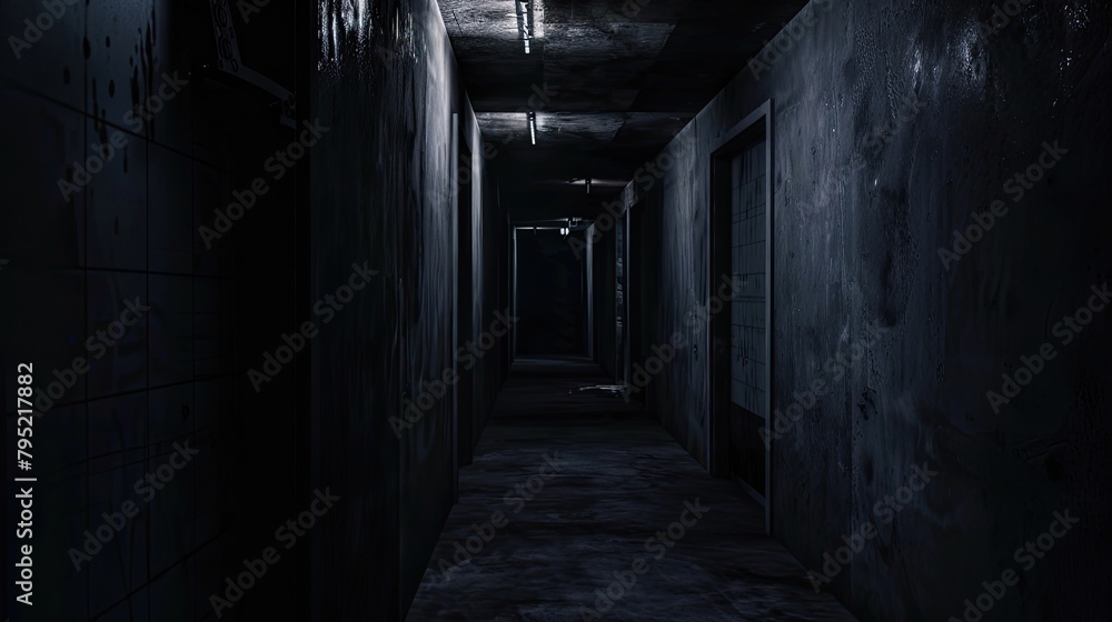 Stealth mission in a high-security facility under the cover. Special operation, long empty corridor, weapons, military, mercenaries. Modern warfare concept. Generative by AI Stealth mission in a high-security facility under the cover. Special operation, long empty corridor, weapons, military, mercenaries. Modern warfare concept. Generative by AI