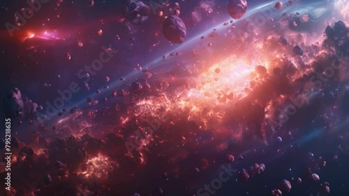 Galactic Clash: Lasers and Nebulae. Concept Sci-Fi Spaceships, Intergalactic Warfare, Universe Exploration, Alien Planets photo