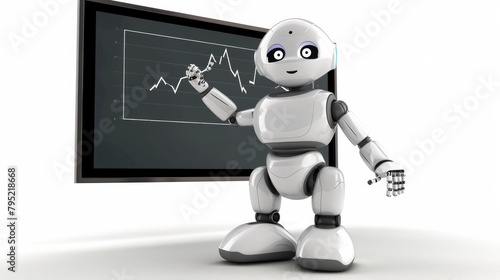 Futuristic Presentation  White Robot Delivering Engaging Talk Against Clean Background