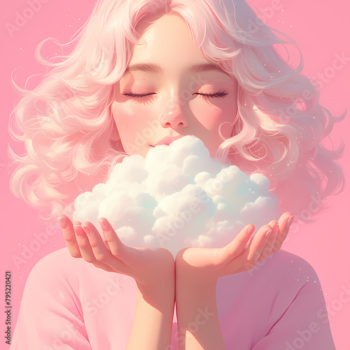 Luxurious Cloud-Cradling Hands in an Ethereal Pink Oasis for Creative Projects